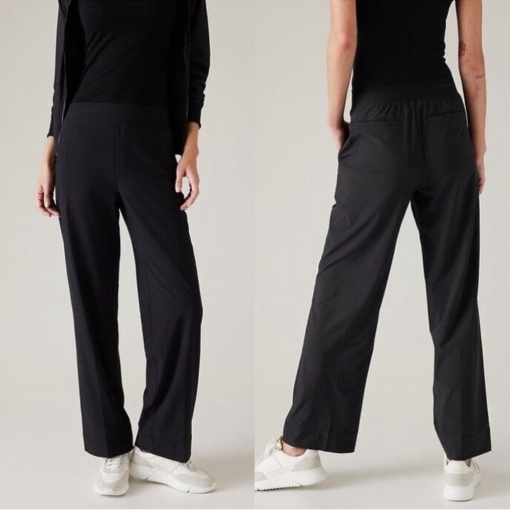 Athleta Brooklyn Heights High Rise Wide leg Trouser Pants plus size 16 black - Picture 2 of 13